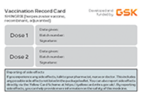 SHINGRIX (herpes zoster vaccine, recombinant, adjuvanted) Vaccination Reminder Card